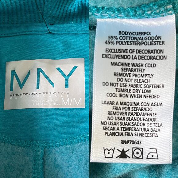 Andrew Marc NY Performance Fleece Cowl Neck Tunic Top Azure Turquoise M New - Picture 8 of 13